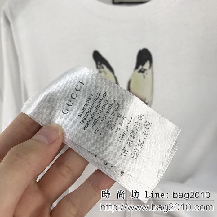 GUCCI古馳 19早春新款 兔子印花 雙股絲光棉短袖 ydi1537
